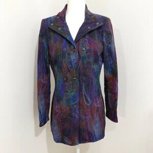 Etcetera Multi-Color Paisley Snap Jacket Coat Boho Artsy Women's Size 8